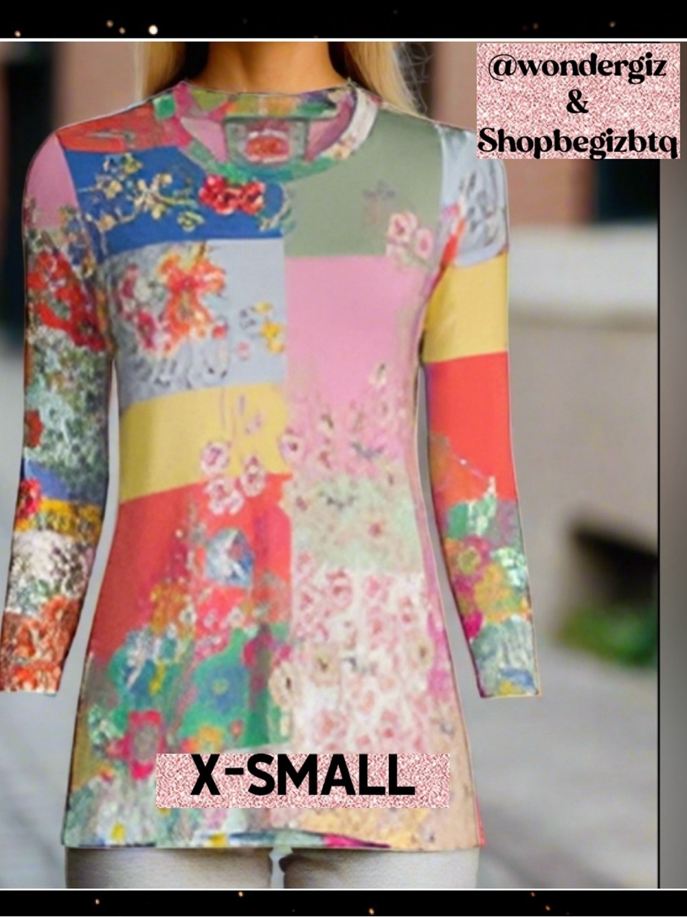 🔥🔥NWT Johnny Was Marcel Lenora Patchwork Tunic Floral Motif Pink & Yellow Large